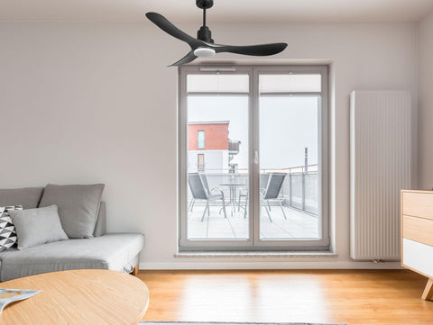 Ventilador de techo Reversible Termostato Dimable Wifi Motor DC Techos Inclinados Mando a Distancia Luz tres tonos Hypersilence Memoria 7