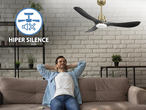 Ventilador de techo Reversible Termostato Dimable Wifi Motor DC Techos Inclinados Mando a Distancia Luz tres tonos Hypersilence Memoria 5
