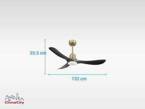 Ventilador de techo Reversible Termostato Dimable Wifi Motor DC Techos Inclinados Mando a Distancia Luz tres tonos Hypersilence Memoria 7