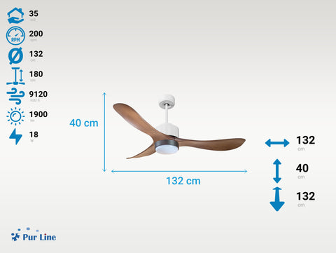Ventilador de Techo Ultra silencioso de bajo consumo DC TogianD132C02LED66161