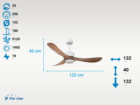 Ventilador de Techo Ultra silencioso de bajo consumo DC TogianD132C02LED69686