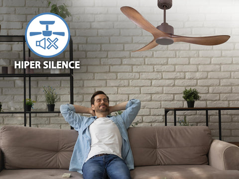 Ventilador de techo Reversible Termostato Wifi Motor DC Techos Inclinados Mando a Distancia Hypersilence Memoria 4