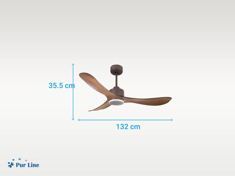 Ventilador de techo Reversible Termostato Dimable Wifi Motor DC Techos Inclinados Mando a Distancia Luz tres tonos Hypersilence Memoria 3