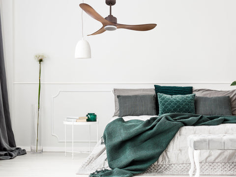 Ventilador de techo Reversible Termostato Dimable Wifi Motor DC Techos Inclinados Mando a Distancia Luz tres tonos Hypersilence Memoria 7