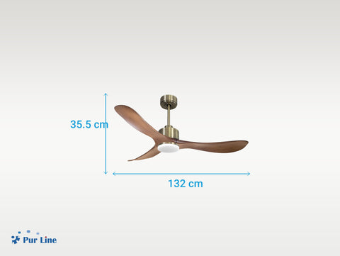 Ventilador de techo Reversible Termostato Dimable Wifi Motor DC Techos Inclinados Mando a Distancia Luz tres tonos Hypersilence Memoria 6