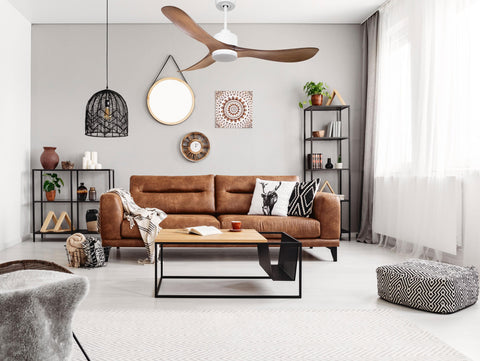 Ventilador de techo Reversible Termostato Dimable Wifi Motor DC Techos Inclinados Mando a Distancia Luz tres tonos Hypersilence Memoria 6