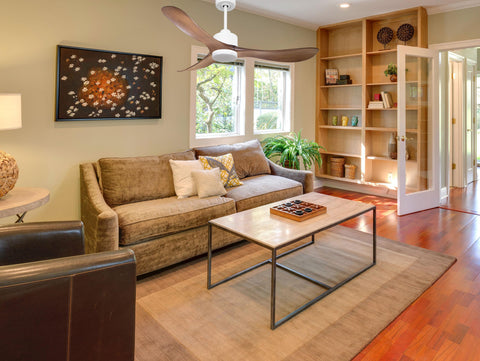 Ventilador de techo Reversible Termostato Dimable Wifi Motor DC Techos Inclinados Mando a Distancia Luz tres tonos Hypersilence Memoria 7