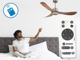 Ventilador de techo Reversible Termostato Dimable Wifi Motor DC Techos Inclinados Mando a Distancia Luz tres tonos Hypersilence Memoria 3