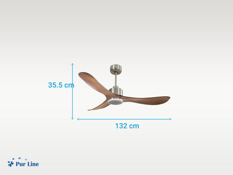 Ventilador de techo Reversible Termostato Dimable Wifi Motor DC Techos Inclinados Mando a Distancia Luz tres tonos Hypersilence Memoria 5