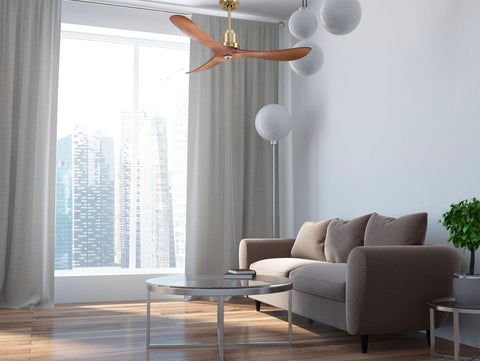 Ventilador de techo Reversible Termostato Dimable Wifi Motor DC Techos Inclinados Mando a Distancia Luz tres tonos Hypersilence Memoria 2