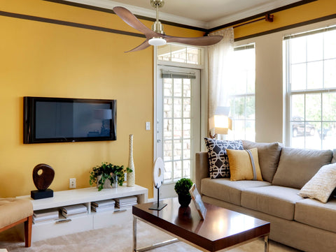 Ventilador de techo Reversible Termostato Dimable Wifi Motor DC Techos Inclinados Mando a Distancia Luz tres tonos Hypersilence Memoria 5