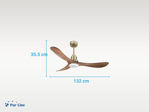 Ventilador de techo Reversible Termostato Dimable Wifi Motor DC Techos Inclinados Mando a Distancia Luz tres tonos Hypersilence Memoria 6