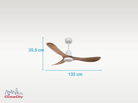 Ventilador de techo Reversible Termostato Dimable Wifi Motor DC Techos Inclinados Mando a Distancia Luz tres tonos Hypersilence Memoria 5