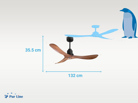 Ventilador de techo Reversible Termostato Dimable Wifi Motor DC Techos Inclinados Mando a Distancia Luz tres tonos Hypersilence Memoria 5