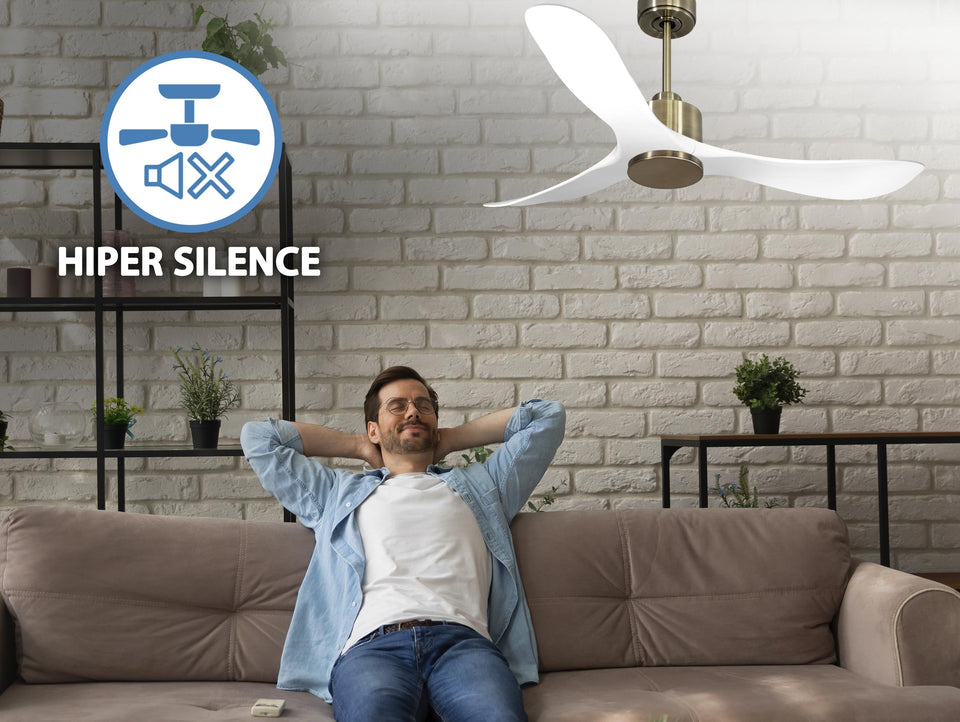 Ventilador de techo Reversible Termostato Wifi Motor DC Techos Inclinados Mando a Distancia Hypersilence Memoria 2