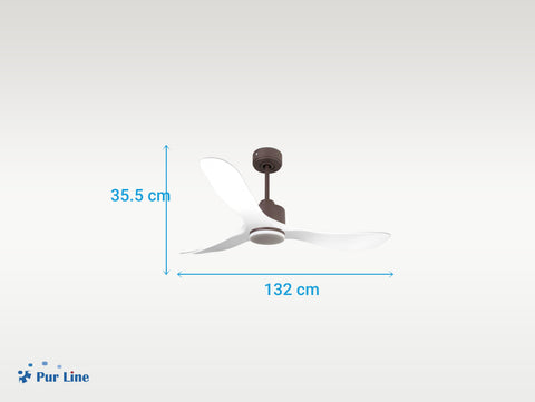 Ventilador de techo Reversible Termostato Dimable Wifi Motor DC Techos Inclinados Mando a Distancia Luz tres tonos Hypersilence Memoria 6