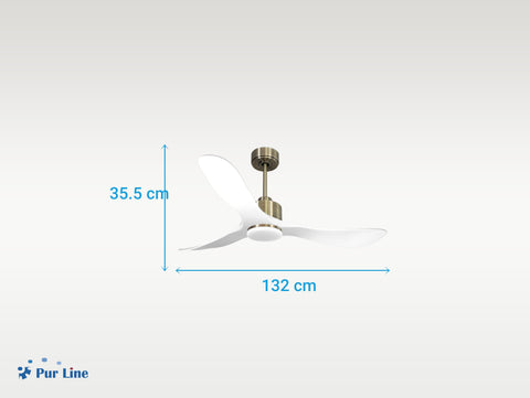 Ventilador de techo Reversible Termostato Dimable Wifi Motor DC Techos Inclinados Mando a Distancia Luz tres tonos Hypersilence Memoria 6