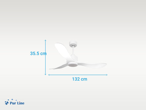 Ventilador de techo Reversible Termostato Dimable Wifi Motor DC Techos Inclinados Mando a Distancia Luz tres tonos Hypersilence Memoria 6