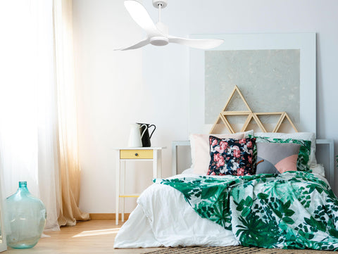 Ventilador de techo Reversible Termostato Dimable Wifi Motor DC Techos Inclinados Mando a Distancia Luz tres tonos Hypersilence Memoria 7