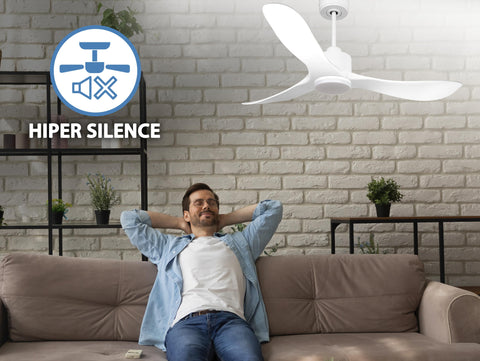 Ventilador de techo Reversible Termostato Dimable Wifi Motor DC Techos Inclinados Mando a Distancia Luz tres tonos Hypersilence Memoria 2