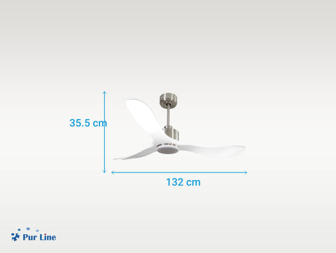 Ventilador de techo Reversible Termostato Dimable Wifi Motor DC Techos Inclinados Mando a Distancia Luz tres tonos Hypersilence Memoria 5