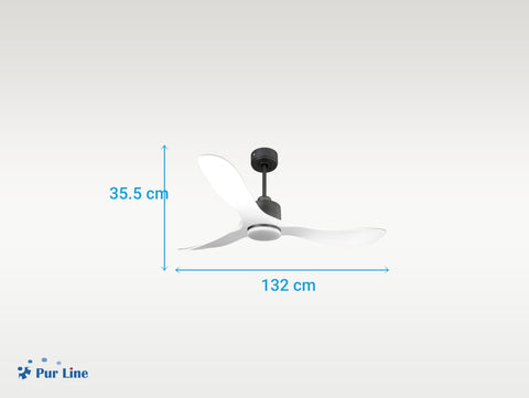 Ventilador de techo Reversible Termostato Dimable Wifi Motor DC Techos Inclinados Mando a Distancia Luz tres tonos Hypersilence Memoria 3