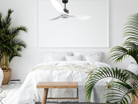 Ventilador de techo Reversible Termostato Dimable Wifi Motor DC Techos Inclinados Mando a Distancia Luz tres tonos Hypersilence Memoria 7