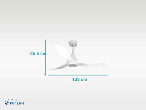 Ventilador de techo Reversible Termostato Dimable Wifi Motor DC Techos Inclinados Mando a Distancia Luz tres tonos Hypersilence Memoria 5