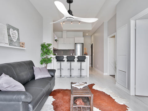 Ventilador de techo Reversible Termostato Dimable Wifi Motor DC Techos Inclinados Mando a Distancia Luz tres tonos Hypersilence Memoria 7