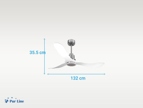 Ventilador de techo Reversible Termostato Dimable Wifi Motor DC Techos Inclinados Mando a Distancia Luz tres tonos Hypersilence Memoria 3