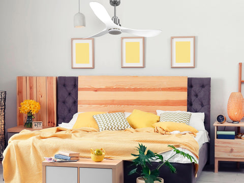 Ventilador de techo Reversible Termostato Dimable Wifi Motor DC Techos Inclinados Mando a Distancia Luz tres tonos Hypersilence Memoria 5