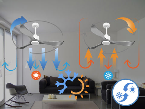 Ventilador de techo Reversible Termostato Wifi Motor DC Techos Inclinados Mando a Distancia Memoria 4