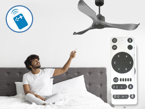 Ventilador de techo Reversible Termostato Wifi Motor DC Techos Inclinados Mando a Distancia Memoria 3