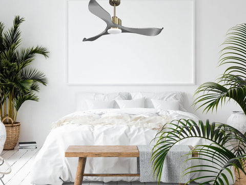 Ventilador de techo Reversible Termostato Dimable Wifi Motor DC Techos Inclinados Mando a Distancia Luz tres tonos Memoria 5