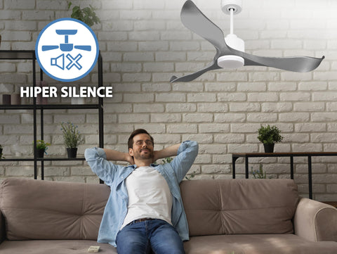 Ventilador de techo Reversible Termostato Dimable Wifi Motor DC Techos Inclinados Mando a Distancia Luz tres tonos Memoria 4