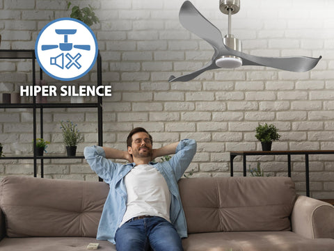 Ventilador de techo Reversible Termostato Dimable Wifi Motor DC Techos Inclinados Mando a Distancia Luz tres tonos Memoria 4