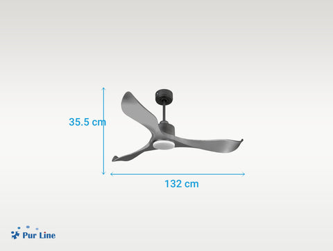 Ventilador de techo Reversible Termostato Dimable Wifi Motor DC Techos Inclinados Mando a Distancia Luz tres tonos Memoria 4
