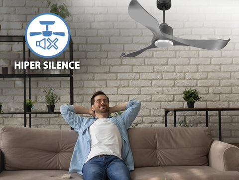 Ventilador de techo Reversible Termostato Dimable Wifi Motor DC Techos Inclinados Mando a Distancia Luz tres tonos Memoria 2