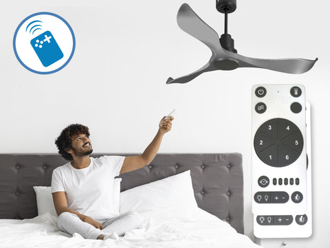 Ventilador de techo Reversible Termostato Wifi Motor DC Techos Inclinados Mando a Distancia Memoria 7