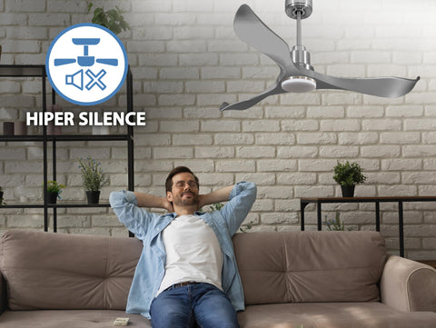 Ventilador de techo Reversible Termostato Dimable Wifi Motor DC Techos Inclinados Mando a Distancia Luz tres tonos Memoria 6