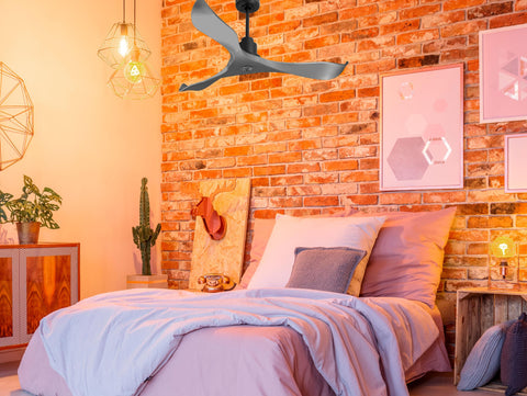 Ventilador de techo Reversible Termostato Dimable Wifi Motor DC Techos Inclinados Mando a Distancia Luz tres tonos Memoria 3