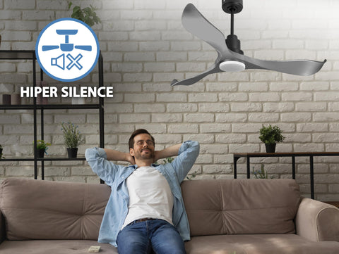 Ventilador de techo Reversible Termostato Dimable Wifi Motor DC Techos Inclinados Mando a Distancia Luz tres tonos Memoria 6