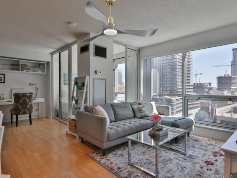 Ventilador de techo Modo Invierno/Verano Termostato Dimable Wifi Motor DC Techos Inclinados Mando a Distancia Luz tres tonos Hypersilence Memoria