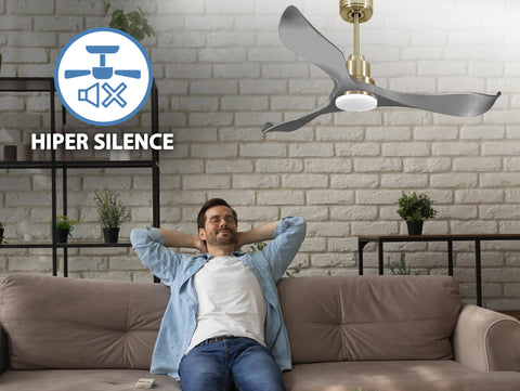 Ventilador de techo Modo Invierno/Verano Termostato Dimable Wifi Motor DC Techos Inclinados Mando a Distancia Luz tres tonos Hypersilence Memoria