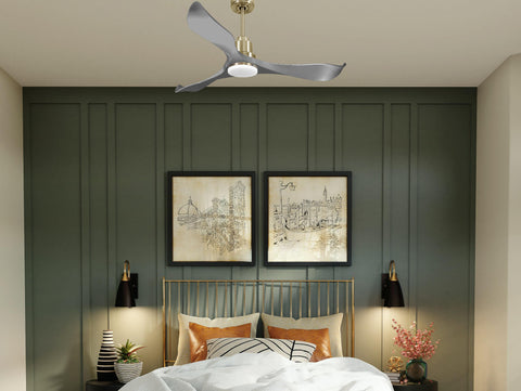 Ventilador de techo Modo Invierno/Verano Termostato Dimable Wifi Motor DC Techos Inclinados Mando a Distancia Luz tres tonos Hypersilence Memoria