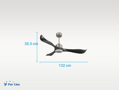 Ventilador de techo Reversible Termostato Dimable Wifi Motor DC Techos Inclinados Mando a Distancia Luz tres tonos Adaptador 2/3 Aspas Hypersilence Memoria 5