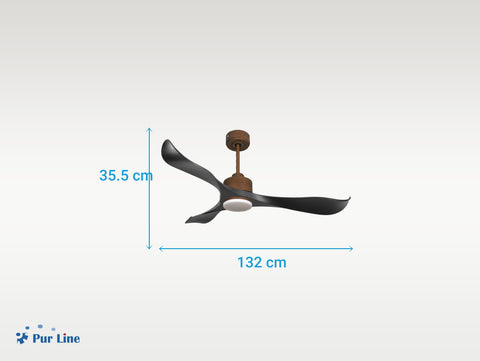 Ventilador de techo Reversible Termostato Dimable Wifi Motor DC Techos Inclinados Mando a Distancia Luz tres tonos Adaptador 2/3 Aspas Hypersilence Memoria 2