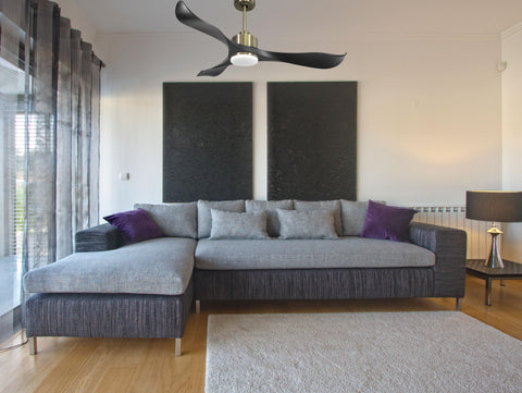 Ventilador de techo Reversible Termostato Dimable Wifi Motor DC Techos Inclinados Mando a Distancia Luz tres tonos Adaptador 2/3 Aspas Hypersilence Memoria 6