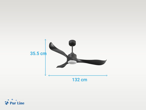Ventilador de techo Reversible Termostato Dimable Wifi Motor DC Techos Inclinados Mando a Distancia Luz tres tonos Adaptador 2/3 Aspas Hypersilence Memoria 6