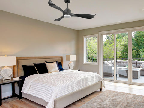 Ventilador de techo Reversible Termostato Dimable Wifi Motor DC Techos Inclinados Mando a Distancia Luz tres tonos Adaptador 2/3 Aspas Hypersilence Memoria 7